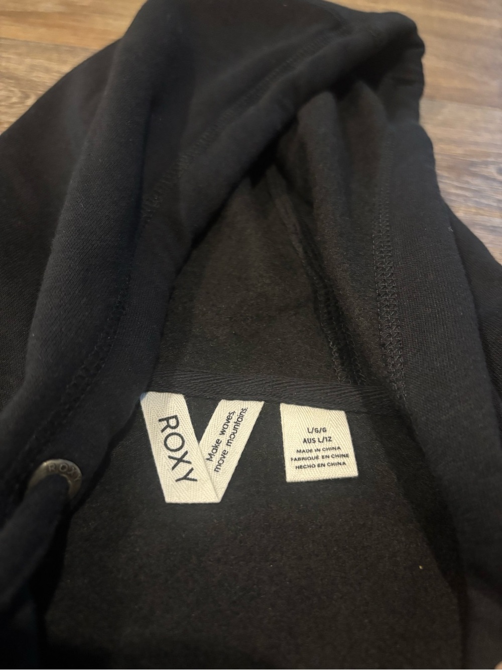NWT Roxy Endless Sunshine Zip Hoodie Black Lightweight Surf Coast Graphic Large - Picture 6 of 8